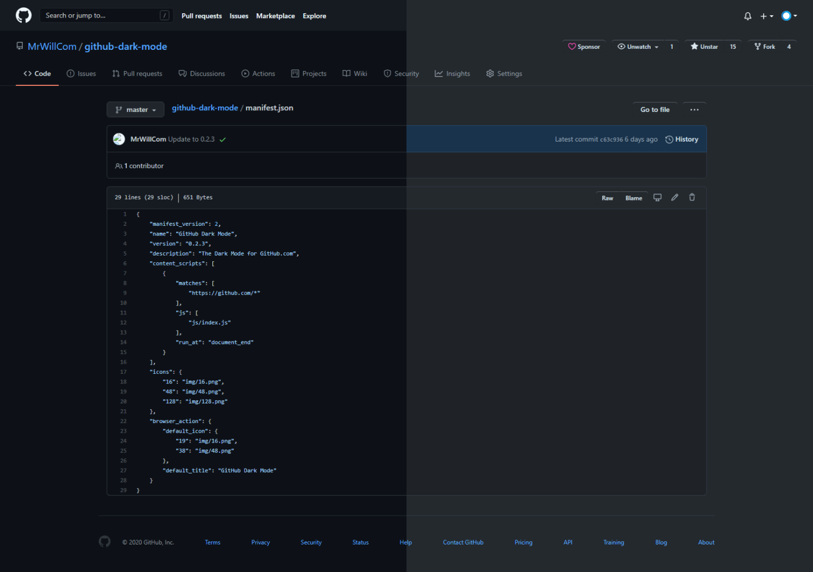 A screenshot of the dark theme