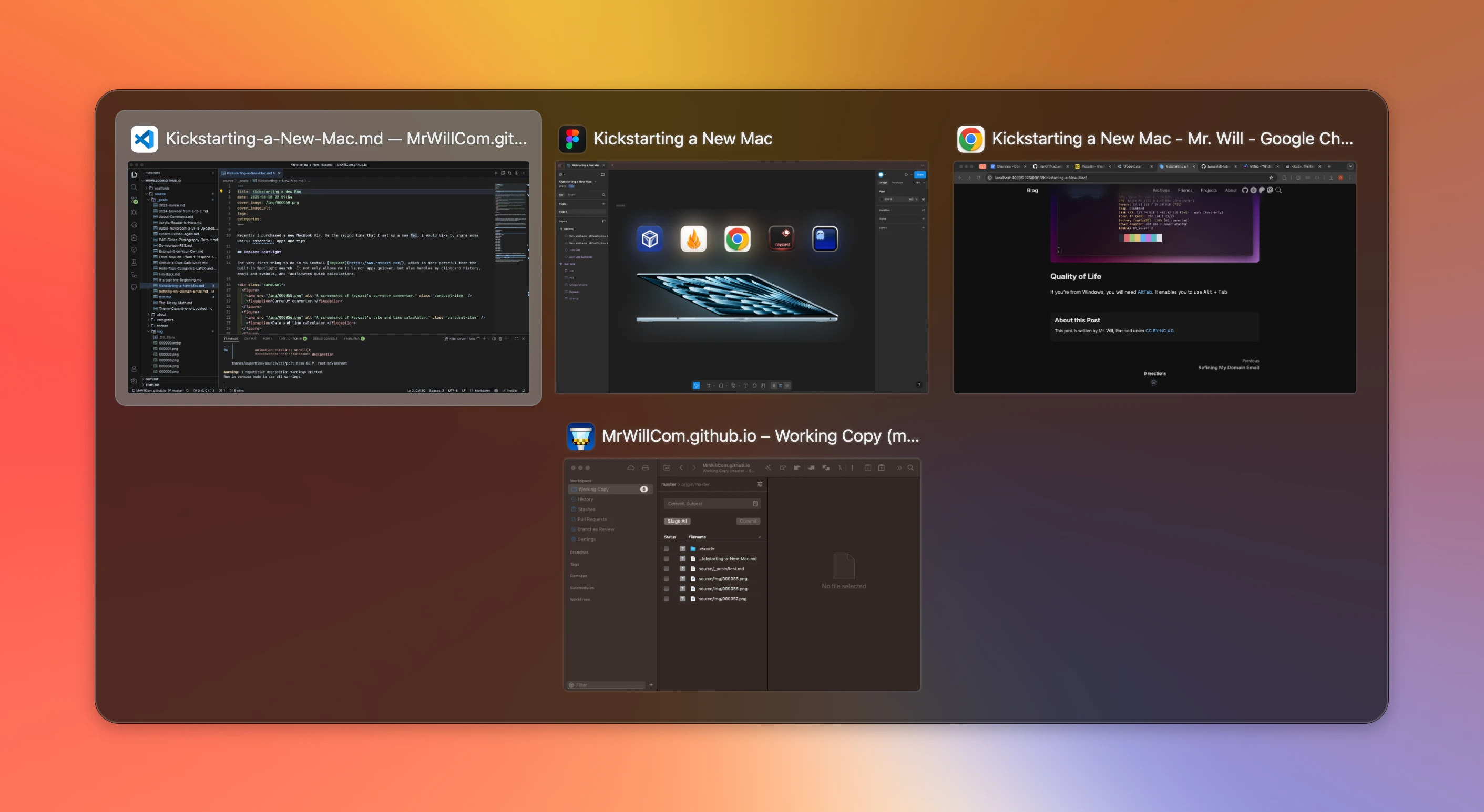 A screenshot of window switcher